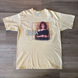 Y2K Reba McEntire Vintage Yellow T Shirt Size Large Reba On Tour Official Merch